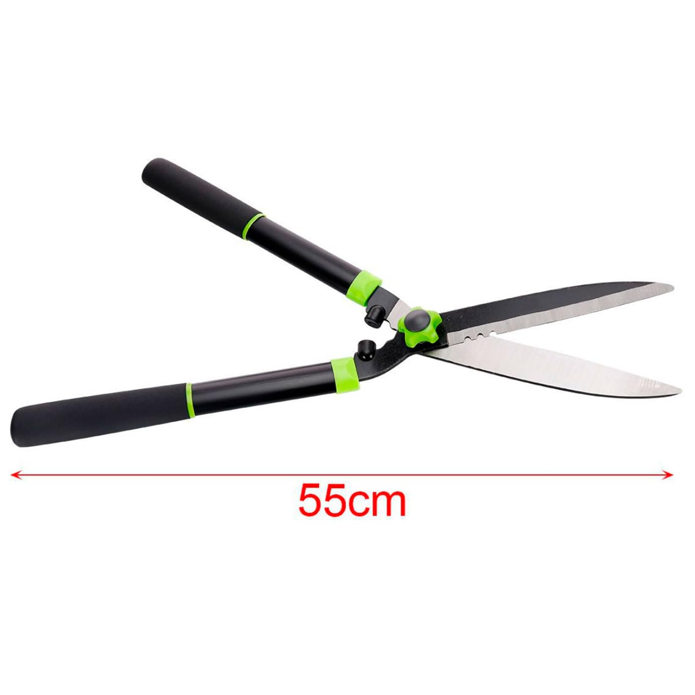 Tradineur - Tijera cortasetos, cizalla para setos, tijeras para podar a dos manos, hoja de 190 mm, mango ergonómico, jardinería, 55 cm