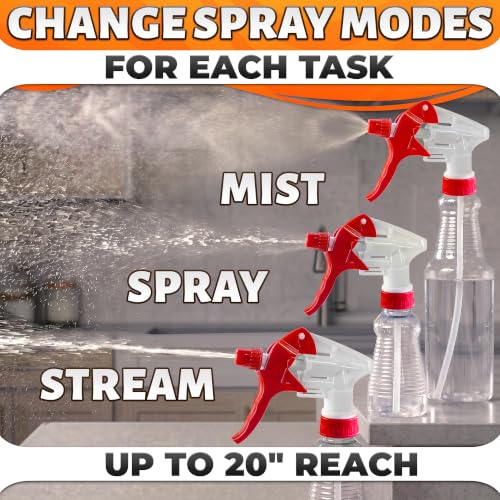 Image of 12 Pcs Spray Bottle Nozzle Replacement Pack - Heavy Duty Leak-Proof Trigger Sprayer for Cleaning Crews, Garden, Pet Care, Auto Detailing & Kitchen - Fits 8, 16, 24, 32 oz Bottles, 28-400 Thread (Red)