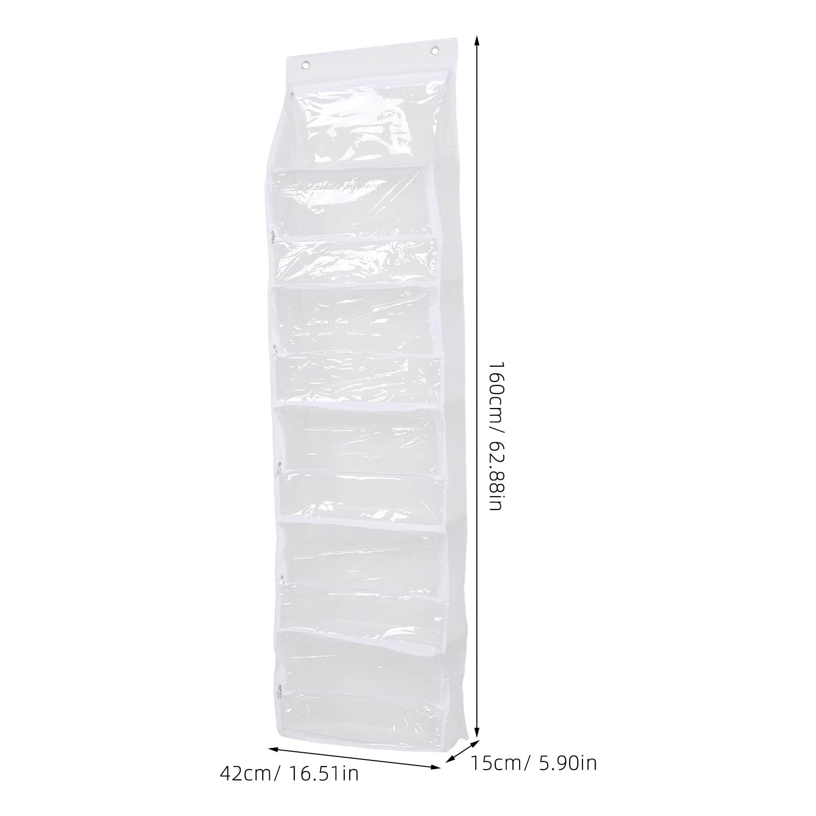 Organizzatore per Filati da Appendere con 6 Tasche con Chiusura a Cerniera - Borsa Multi-Scomparto da Appendere alla Porta, Trasparente, Porta Kit per Uncinetto, Gancio per Armadio, ago