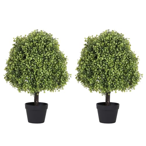 Azoco 27“ Realistic Artificial Topiary Trees Set of 2, Faux