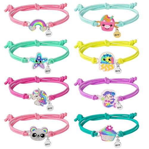 Girls Unicorn Mermaid Bracelets for Kids Friendship Jewelry Lovely Best Friend Gift Matching Couples Gift Panda Rainbow Pendants BFF String Wristband...