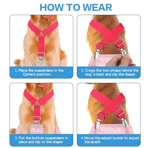 Hundewindel Hosenträger 2 Stück,Hunde-Hosenträger können verhindern DASS Windeln oder Unterwäsche herunterrutschen,für schutzhose läufige,katzenwindel,rüdenwindel (Schwarz+Rosenrot, M)