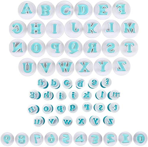 Maijia 62 Stück Ausstechformen Buchstaben Alphabet Kuchen Formen Cupcake Dekorieren Fondant Form Keks Prägeform Backen Form für Kuchen Kuchen Dekoration (Typ 1/62 Stück) Cover
