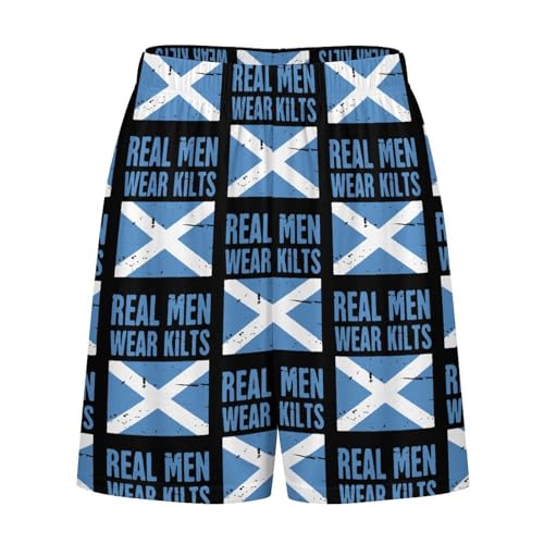 Scottish Flag Real Men Wear Kilts Men's Satin Pajama Boxer Shorts Silk Feeling Lounge Sleep Underwear 5