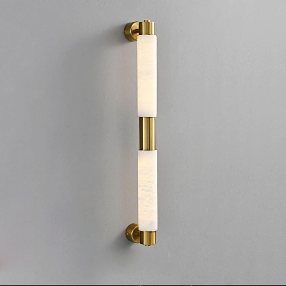 GUOGUOSM Medieval Industrial Style Indoor Wall Lamp, 27.5in Natural Alabaster Wall Light, LED Warm Light Marble Wall Sconce, Bedroom Staircase Entryway Decorative Lighting Fixtures