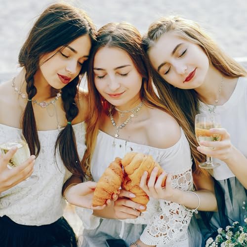 4 Pcs Y2k Double Layered Necklace Set Irregular Moonstone Collar Chain Punk Star Pendant Zircon Jewelry Silver Asymmetric Necklace Adjustable Grunge Star Choker for Women Teen4