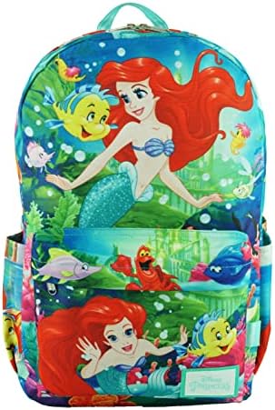 Disney The Little Mermaid - Ariel Deluxe Oversize Print Large 17.5" Backpack with Laptop Compartment - A19608
