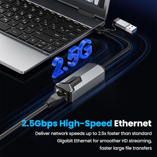 Image of ZORBES USB C to 2.5 Gbps Ethernet Adapter, RJ45 LAN Converter