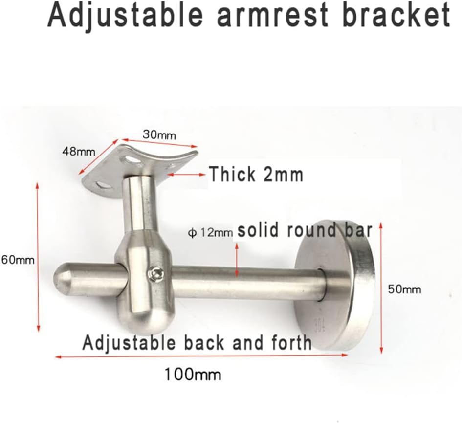 3 Pack Extended Length Adjustable Stainless Steel Handrail Bracket, Curved Handrail Brackets for Round Rails,Round Base Handrail Brackets,Arc Bracket,100mm