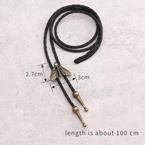 Image of Jeilwiy Bolo Tie for Men Western Cowboy Tie Necklace Gold Bolo Tie Leather Necktie Halloween Tie Accessories for Women