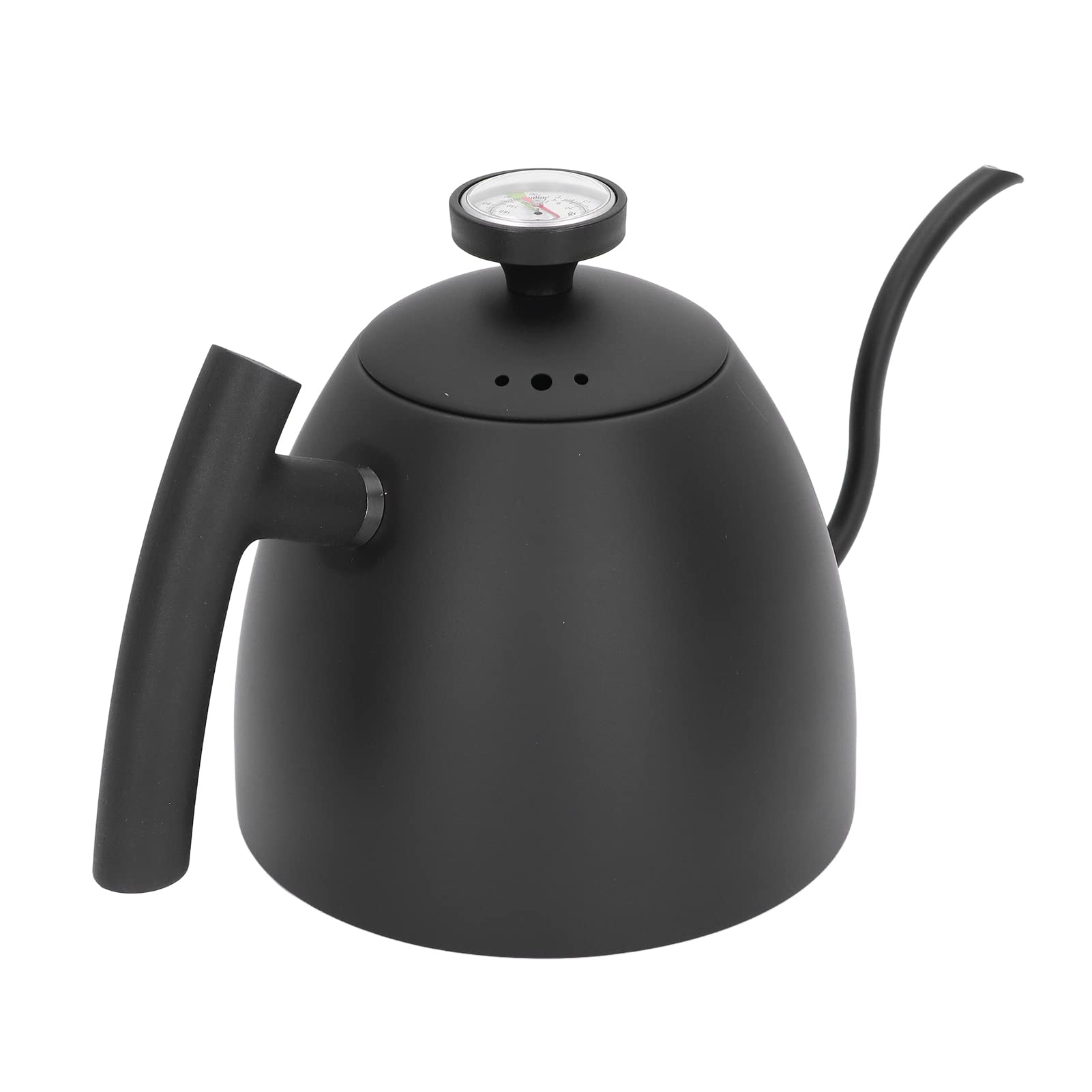 BuyWeek Kaffeekessel mit Thermometer, Schwanenhals-Wasserkocher aus Edelstahl 800 ml Teekessel mit großem Fassungsvermögen für Haushalt, Café, Schwarz