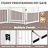 COSTWAY Wooden Dog Gate, Freestanding Foldable Pet Gates with Lockable Door, 360° Flexible Hinges, 3/4 Panel Safety Barrier for Doorway Stairs (207 x 2 x 61cm, White) #3