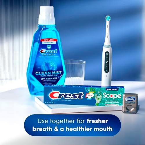 Crest + Scope Whitening Toothpaste - Pack of 3, 5.4 Oz Tubes - Anticavity Fluoride Toothpaste, Fresh Breath, Kills Germs - Tartar Protection, Enamel Protection - Minty Fresh Flavor - 3