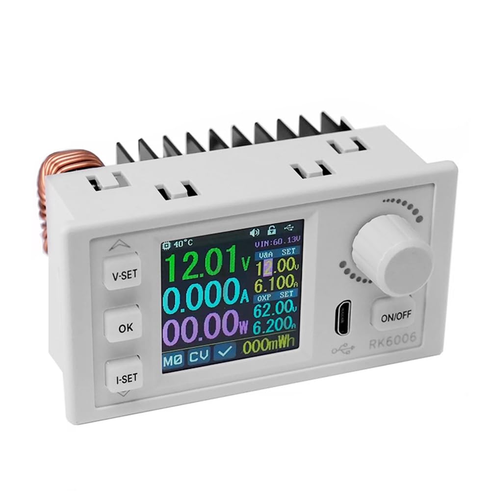 Breeshy RK6006-BT Régulateur de Tension CC Réglable à Affichage Numérique 60 V Interface Micro-USB 6 A Écran LCD 1,54 Pouces