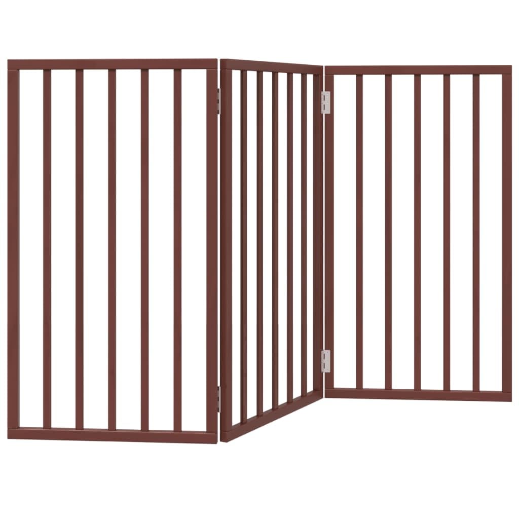 vidaXL Dog Gate Foldable 3 Panels Brown 150 cm Poplar Wood