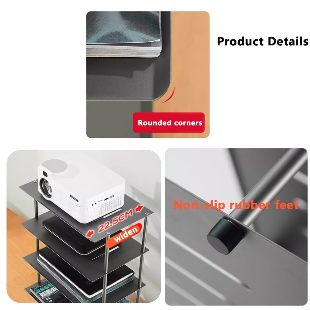 Supporto per proiettore AV da Tavolo, ripiano per Router Aperto a 2 Livelli, in Alluminio, per Console Audio/Video/decoder Via Cavo/Amplificatore/Streamer (Bianco, 27x18,5x14,5 cm)