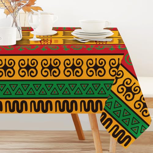 INFUNLY Nappe imprimée africaine Juneteenth Kwanzaa – Nappe vintage infroissable en polyester rectangulaire – 152,4 x 228,6 cm – Nappe imprimée...