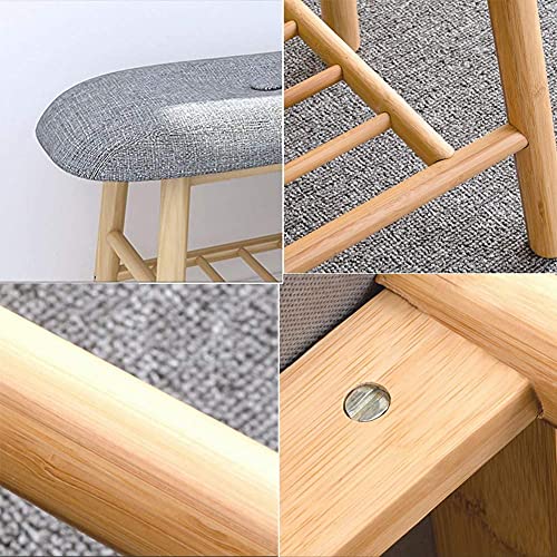 Pouf en lin et bois massif gris 45cm | Créez un cocon doux
