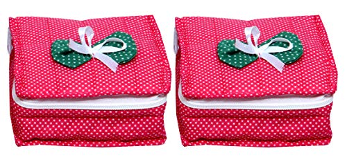 Image of Kuber Industries Cotton Jewellery Pouch Cum Makeup Organiser Kit Set 2 Piece (Pink)