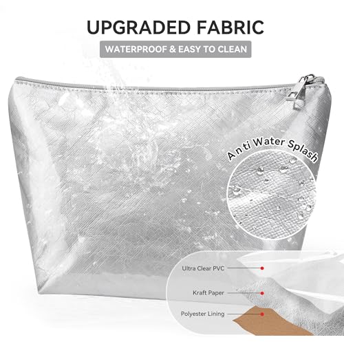 Image of KALIDI PVC Zipper Tote Bag, Jelly Kraft Paper Beach Bag Large Hobo Carry All Travel Shopping Handbag Plastic Shoulder Bag