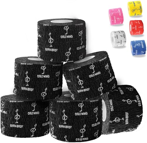 Image of WARM BODY COLD MIND 1.85 inch Weightlifting Thumb Tape - Hook Grip Tape for Powerlifting, Cross Training, Gym Tape, Workout, Weight Lifting Tape, Athletic Finger Wrap (Black 6 Rolls)