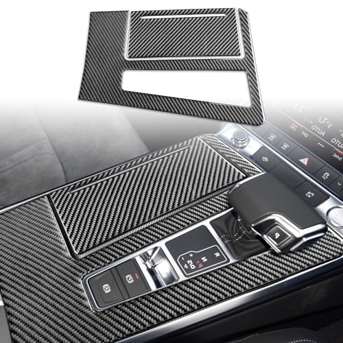 アウディA6 C8 A7 2019-2023に対応 カーセンターコンソールギヤシフトパネルフレームカバーカーボンファイバーインテリアステッカーアクセサリー (B. 右ハンドル)