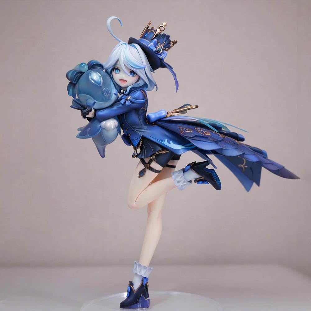 Zhongkaihua Furina Figura 23 cm Furina Action Figure Blue Outfit Ver PVC Anime Statue Game Personaggio da Collezione con Parti di Scambia il Viso per Scrivania Mensola Display Regalo