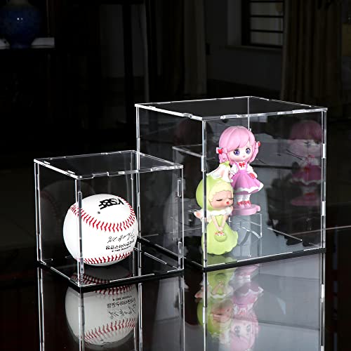 Image of Evron Display Case for Collectibles Assemble Clear Acrylic Box Alternative Glass Case for Display Action Figures Home Storage & Organizing Toys (4x4x4 inch; 10x10x10 cm)