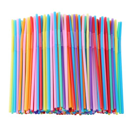 100 PCS Flexible Bendy Plastic Straws 12.8 Extra Long Colorful Disposable Straws for Party Decorations Fits 60 oz Tumblers & Large Cups