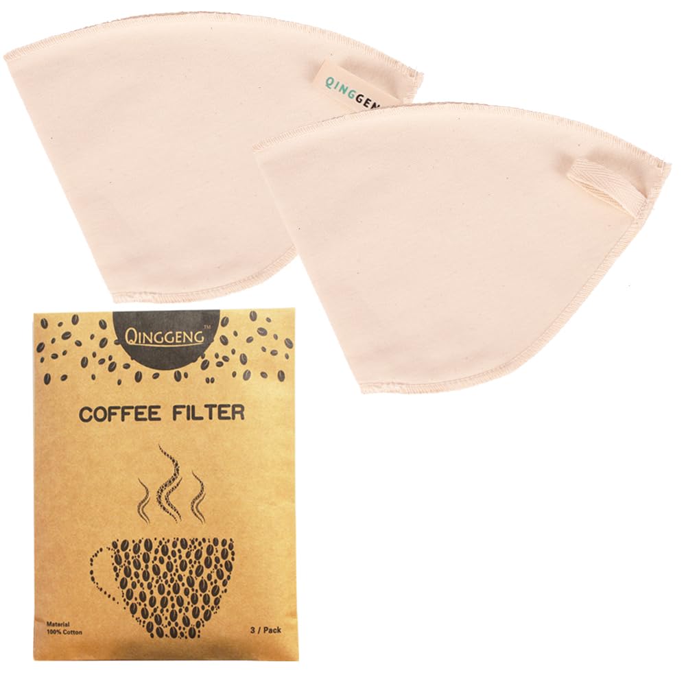 3 Pack Reusable Fabric Coffee Filters Size 4, Pro Quality Organic Cotton Coffee Filters, Sustainable and 100% Plastic Free