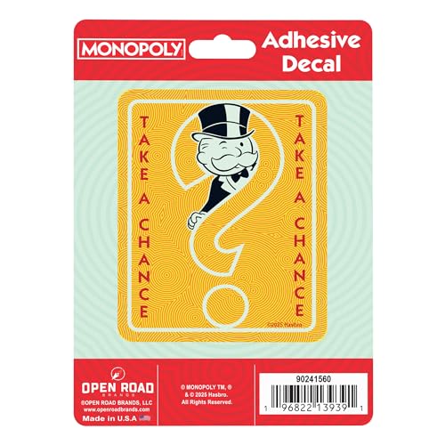 Image of Hasbro Monopoly Take a Chance Adhesive Vinyl Decal - Classic Chance Card Sticker for Water Bottle or Laptop
