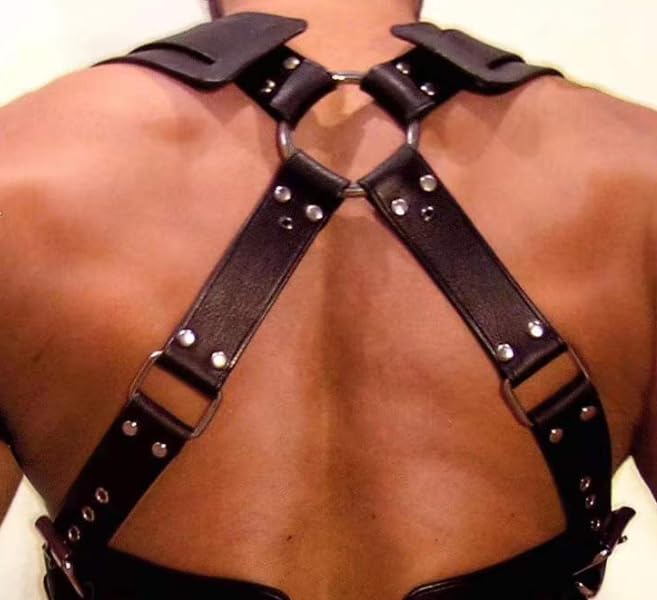 Men's Leather Body Harness with Adjustable Straps - Gothic Style Chest Strap, Versatile Waist Belt for Nightclub & Bar Wear2