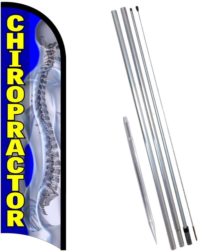 Chiropractor Premium Windless Feather Banner Flag Kit (Flag, Pole, & Ground Mt)