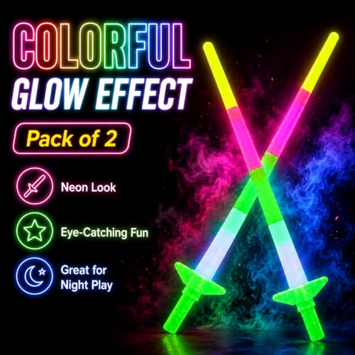Image of MAPPERZ Sword Design LED Lights, Dark Flashing Sword Stick Light Toys for Kids, LED Talwar Light for Fun, Entertainment, Dancing, Party Boys and Girls Gift (Pack of 2)