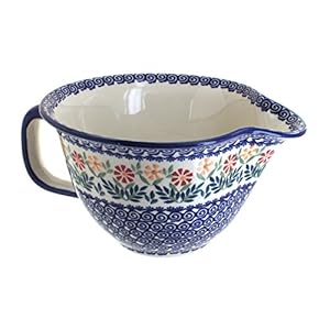 Blue Rose Polish Pottery Garden Bouquet Batter Bowl