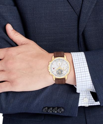 Tommy Hilfiger Mens Dress Watch - Multifunction Leather Wristwatch - Water Resistant up to 5 ATM/50 Meters - Premium Fashion Timepiece for All Occasions - 44mm - Image 5