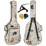 アコギケース 高い保護性を求める方へ、大容量ポケット付きハードケース＆ソフトギグバッグ新聞紙 (アコースティックギターケース+カポタスト)