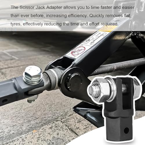 Image of KVAEY 1 /2 inch Scissor Jack Adapter, Scissor Jack Drill Adapter for 1 /2 Inch Drive Socket or 13 /16 Inch Lug Wrench, Drive Impact Wrench Automotive Sturdy Power Jacks Connector
