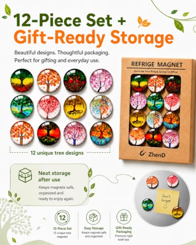 Set de 12 imanes decorativos redondos para refrigerador miniatura 4