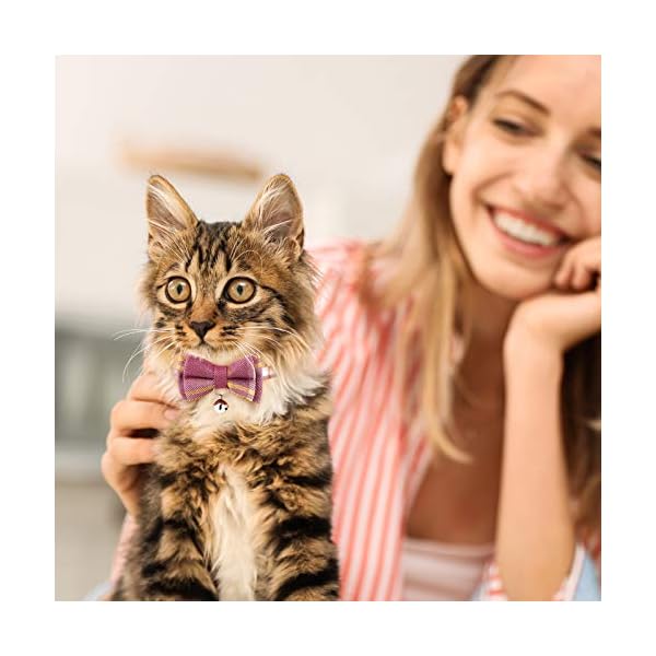 Weewooday 10 pieces breakaway cat collar with bow tie and bell, kitten collar for cat, adjustable cute plaid kitty safety collars for graduation wedding birthday pet party - image 8