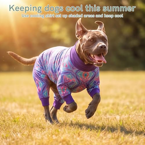 Image of Dog Anxiety Relief Pajamas, Dog Sun Protection UV Shirt for Medium Small Large Dogs, Breathable UPF 50+ Pet Clothes for Outdoor, Travel, Beach Gear
