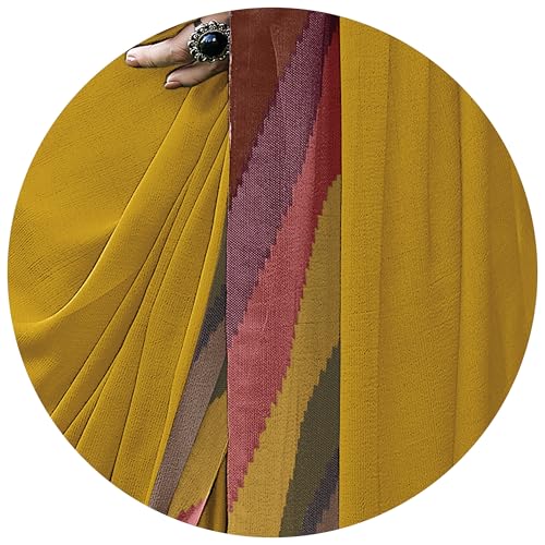 Image of MIRCHI FASHION Women Saree Chiffon Chintz Motif | Breathable Lightweight Border Pallu Printed Sari for Office and Daily Use (Available in 15 designs)