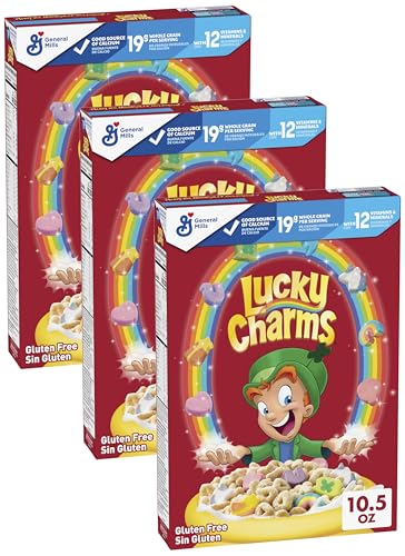 Lucky Charms Gluten Free Cereal with Marshmallows, Kids Breakfast Cereal with Whole Grain Oats, 10.5 OZ (Pack of 3)