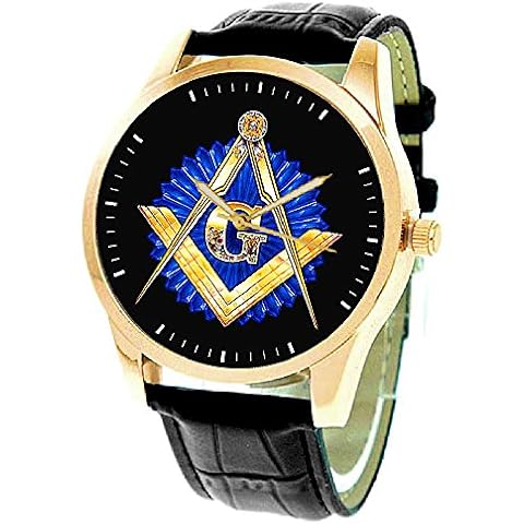 Reloj de pulsera Classic Masónico g Logo soluciona tipo Zafiro Azul & Oro Latón freim aurerei Cover