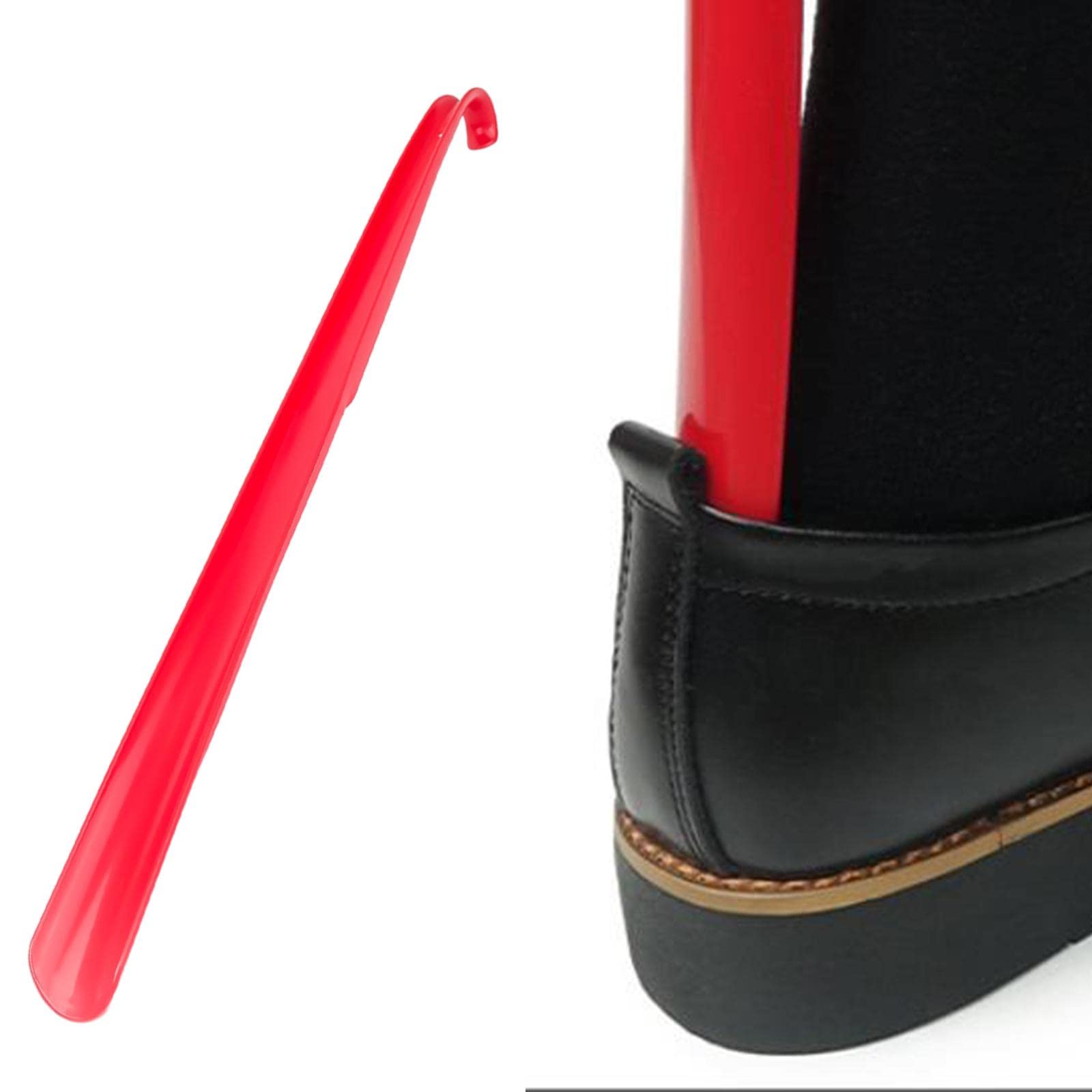 Oshhni Chaussepied à Manche, 58,5 Cm, Chaussepied Portable, Aide à L'enfilage, Lèvechaussures pour Femmes âgées, Rouge