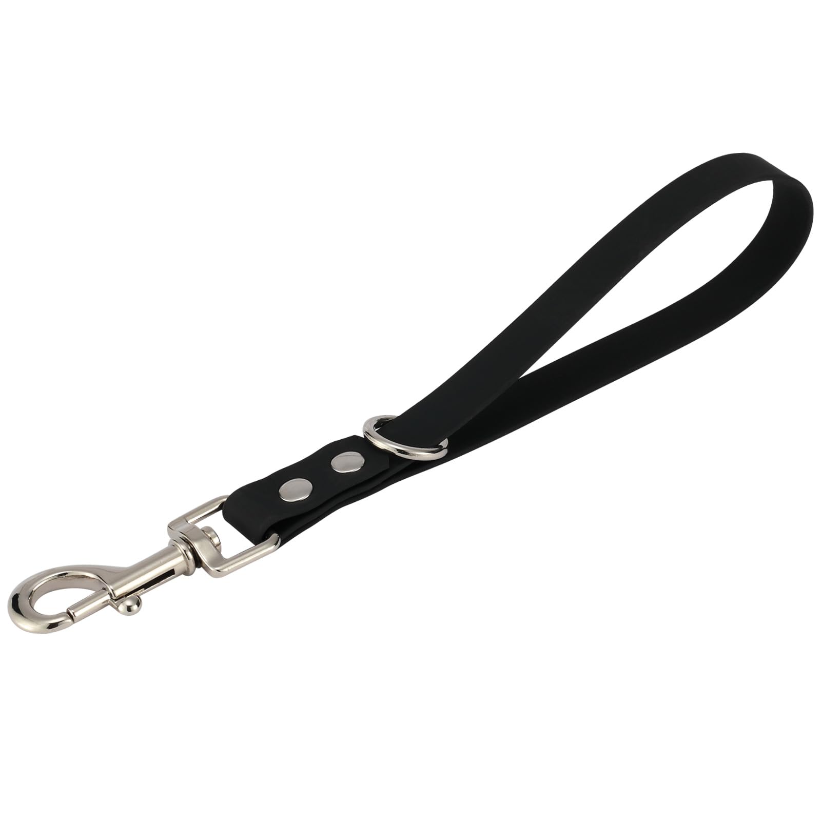 Short Dog Leash - 9 Inch Dogs Lead Grab Tab Heavy Duty Waterproof PVC Dog Training Traffic Leashes for Safety Control Behavior Correction Hiking Backup & All Breeds (Black, 9'')
