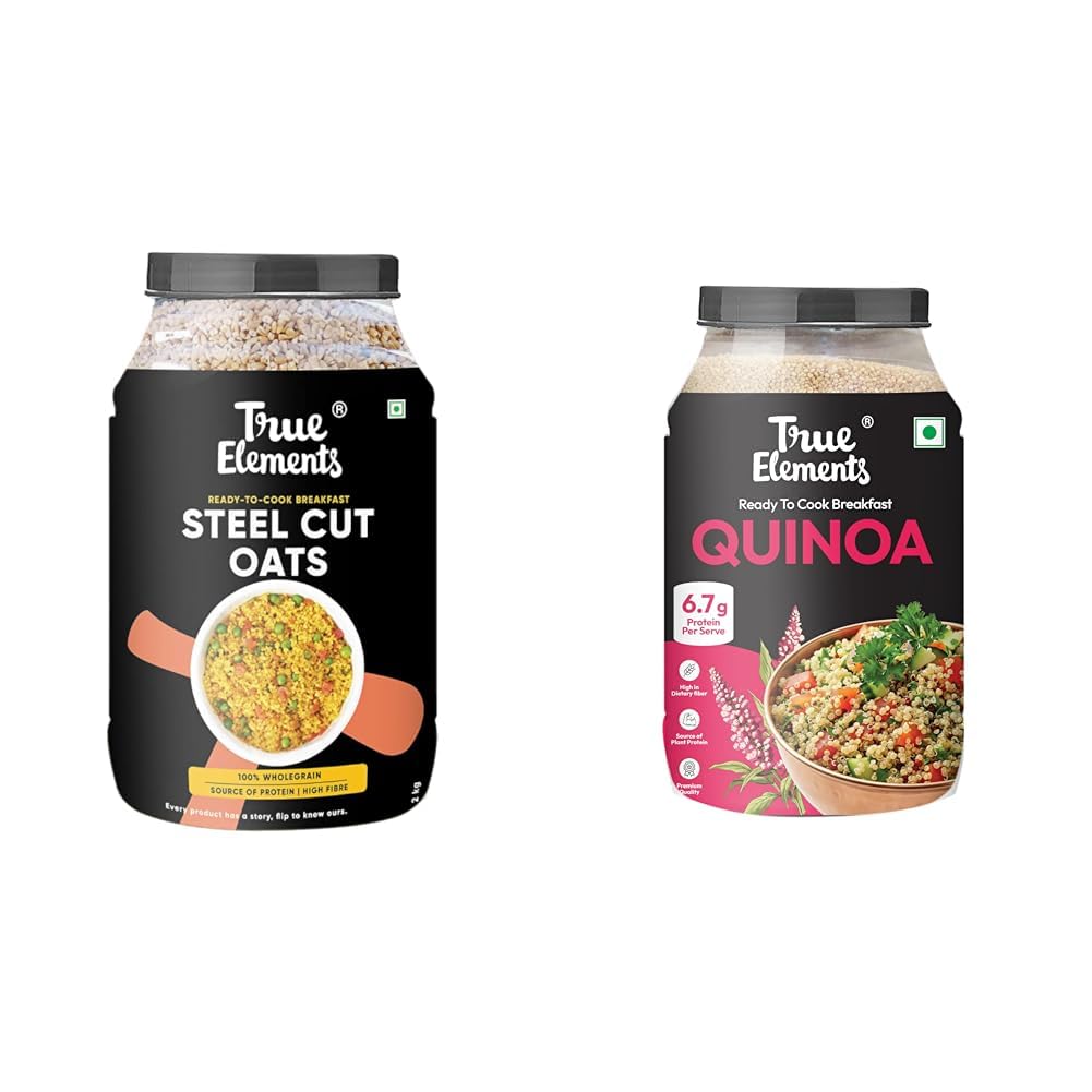 True Elements Steel Cut Oats 2kg - 100% Wholegrain Oats | Breakfast Cereal for Weight Management | D + True Elements Certified Quinoa 2kg - Healthy Food | Diet Food | Quinoa Seeds-picture-31
