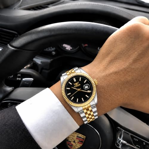 Image of Classic Quartz Watch for Men with Stainless Steel Two Tone Bracelet
