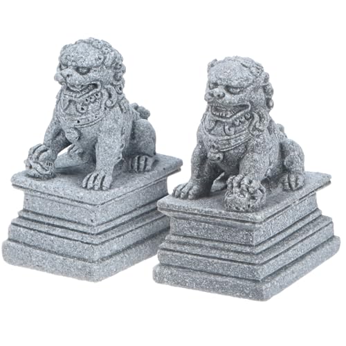 M METERXITY 1 Pair Fu Dogs Statues, 1.8' H Stone Guard Lion Statues Guard Against Evil Energy...