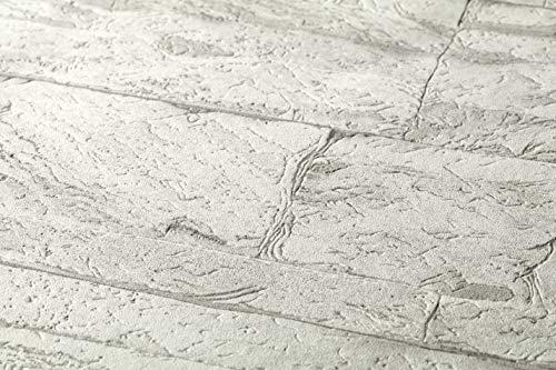A.S. Création papel pintado Wood'n Stone gris blanco 10,05 m x 0,53 m 707161